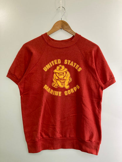 【中古品】【メンズ】  USED UNITED STATES MARINE CORPS S S SWEATSHIRT 半袖Tシャツ ベイサイド プリントTシャツ 半袖 146-250219-em-31-min サイズ：L カラー：レッド 万代Net店