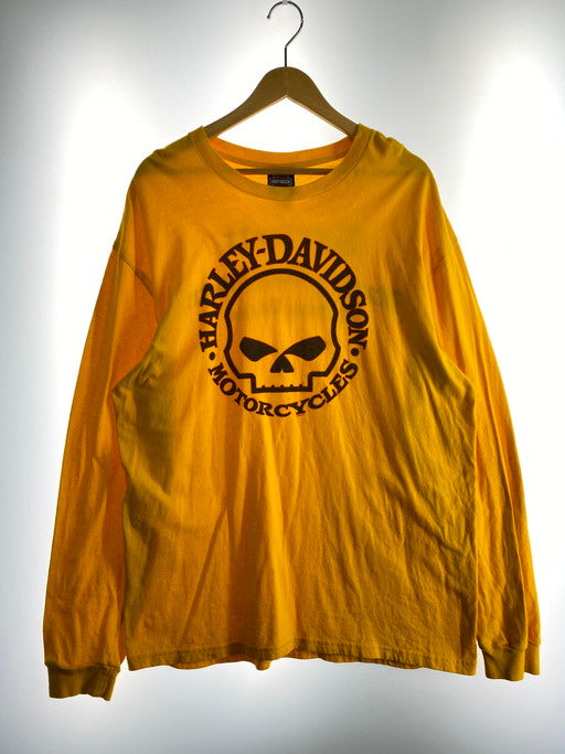 【中古品】【メンズ】 HARLEY DAVIDSON ハーレーダビッドソン 5510 LS SKULL PRINT TEE スカル プリント Tシャツ 長袖トップス 146-250221-me-14-min サイズ：XL カラー：イエロー 黄色 万代Net店