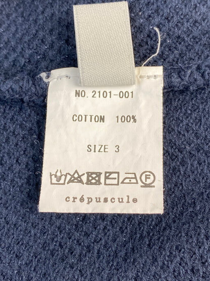 【中古品】【メンズ】 crepuscule クレプスキュール 2101-001 MOSS STITCH L S SWEAT スウェット トレーナー 140-250225-AS-62-min サイズ：3 カラー：ネイビー 万代Net店