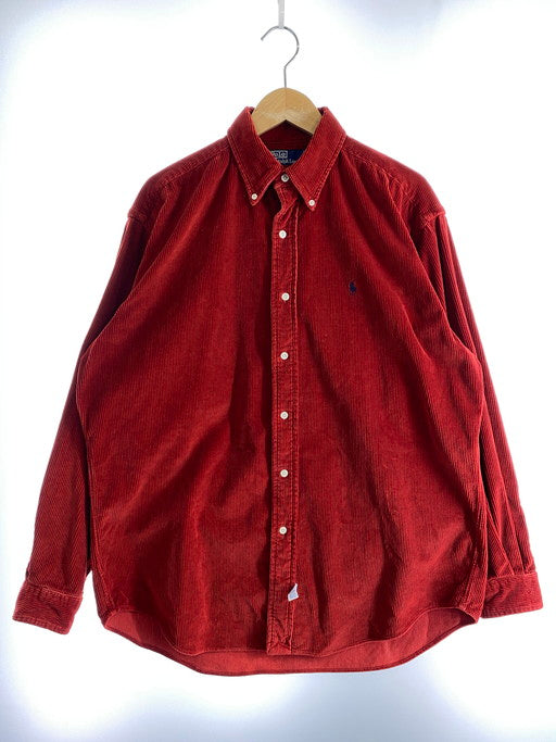 【中古品】【メンズ】 RALPH LAUREN ラルフローレン 90S CORDUROY SHIRT コーデュロイ シャツ 長袖トップス 146-250221-me-19-min サイズ：M カラー：レッド 赤 万代Net店