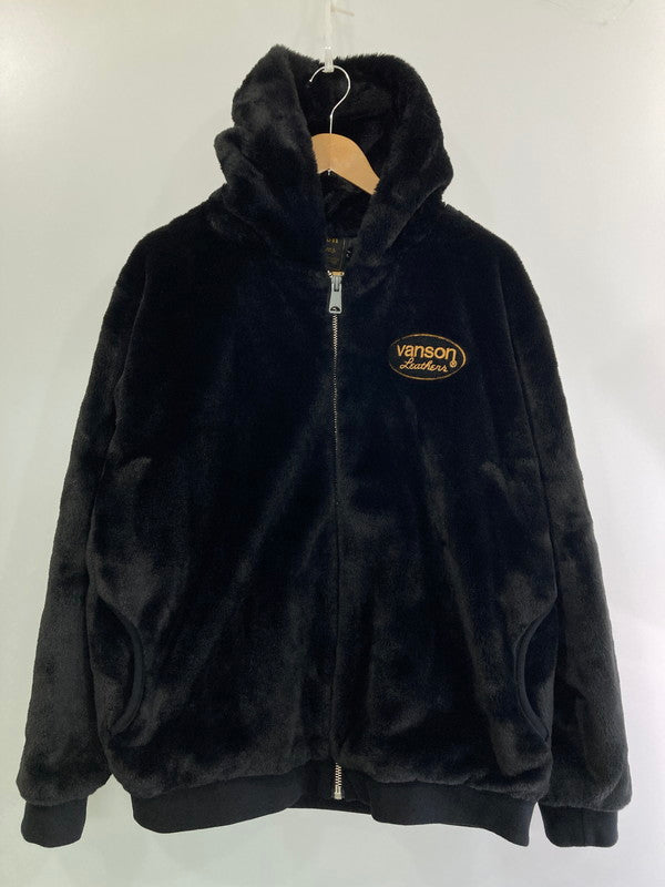 【中古品】【メンズ】 VANSON バンソン BONE HOODED JACKET フーデッドジャケット ボア アウター 145-250218-yn-19-min サイズ：XL カラー：ブラック 万代Net店