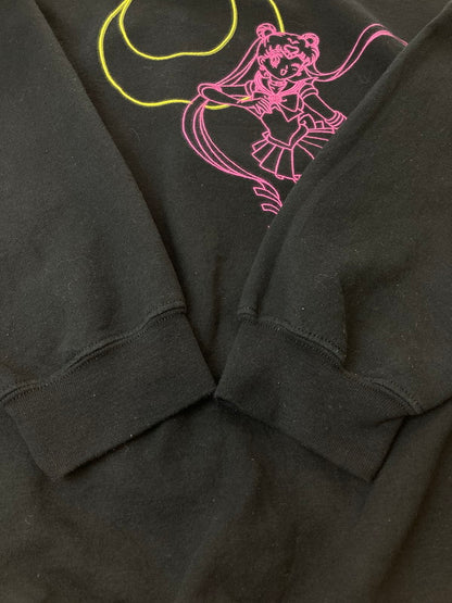 【中古品】【レディース】  SAILOR MOON NEON MOON GIRLS SWEATSHIRT セーラームーン ネオンムーンガールズ スウェットシャツ トレーナー 146-250219-em-29-min サイズ：XL カラー：ブラック 万代Net店