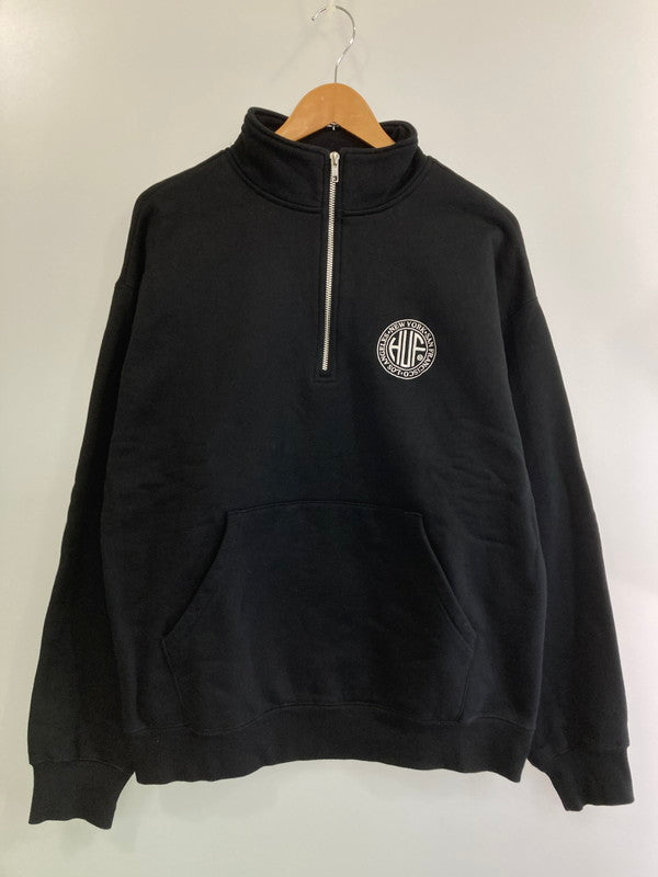 【中古品】【メンズ】 HUF ハフ REGIONAL HALF ZIP FLEECE リージョナル ハーフジップ フリース トップス  142-250218-jt-18-min サイズ：XL カラー：ブラック 万代Net店