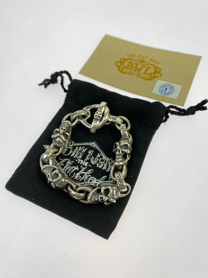 【中古品】【メンズ/レディース】 BILL WALL LEATHER ビルウォールレザー × THE FLAT HEAD フラットヘッド SKULL BRACELET ブレスレット アクセサリー 192-250223-AS-7-min カラー：シルバー 万代Net店