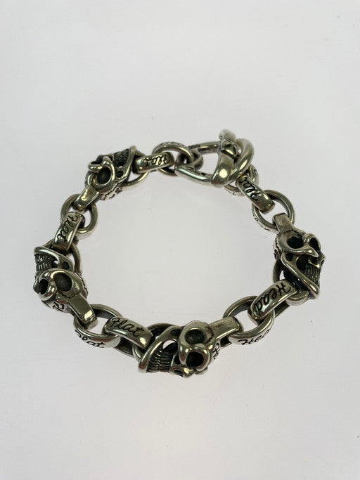 【中古品】【メンズ/レディース】 BILL WALL LEATHER ビルウォールレザー × THE FLAT HEAD フラットヘッド SKULL BRACELET ブレスレット アクセサリー 192-250223-AS-7-min カラー：シルバー 万代Net店