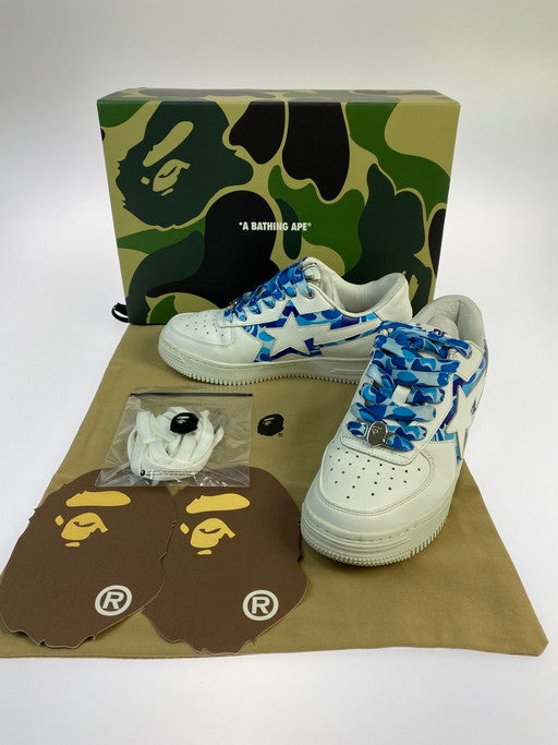 【中古品】【レディース】 A BATHING APE アベイシングエイプ 1K30291307 BAPE STA ICON ABC CAMO ローカットスニーカー 靴 シューズ 166-250225-AS-15-min サイズ：24cm カラー：ホワイト/ブルー 万代Net店