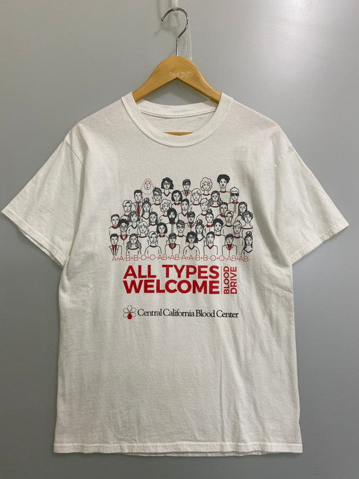 【中古品】【メンズ】  CENTRAL CALIFORNIA BLOOD CENTER セントラルカリフォルニアブラッドセンター ”ALL TYPES WELCOME”TEE 半袖 ショートスリーブ 146-250225-AS-58-min カラー：ホワイト 万代Net店