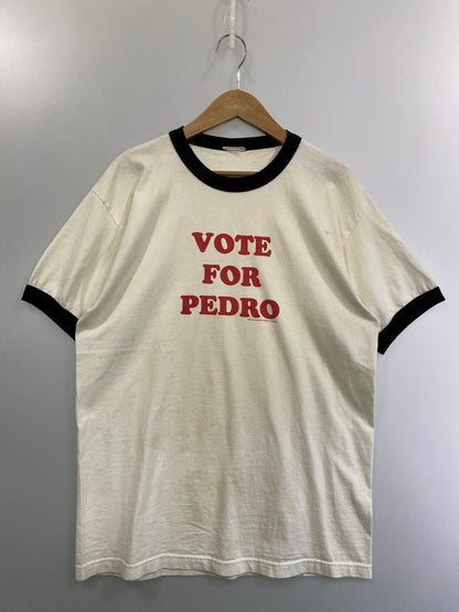 【現状渡し品】【メンズ】  NAPOLEON DYNAMITE ナポレオン・ダイナマイト VOTE FOR PEDRO RINGER TEE Tシャツ トップス 146-250223-ks-39-min サイズ：不明 カラー：ホワイト 万代Net店