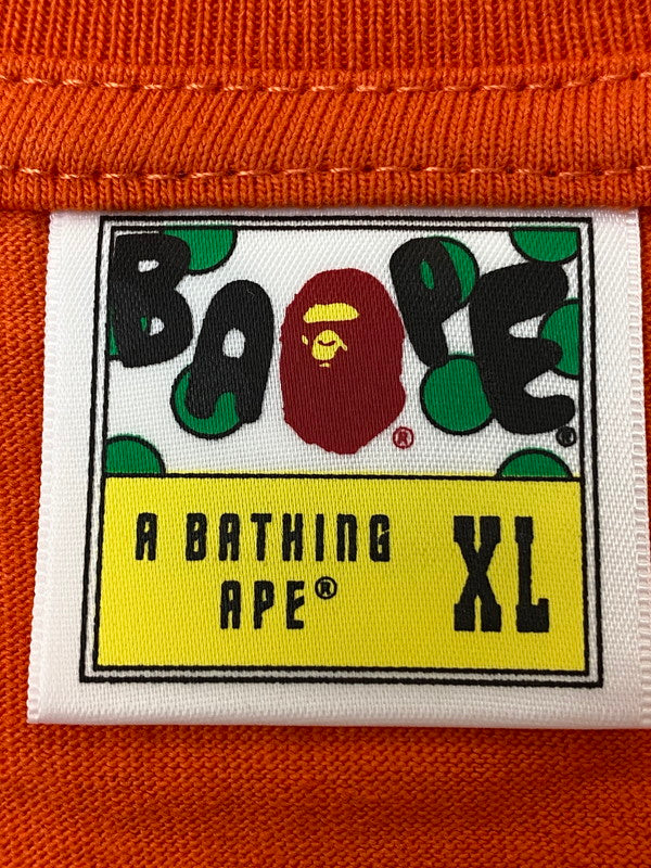 【中古品】【メンズ】 A BATHING APE アベイシングエイプ ORANGE BRUSH COLLEGE TEE Tシャツ トップス 142-250223-ks-35-min サイズ：XL カラー：オレンジ 万代Net店