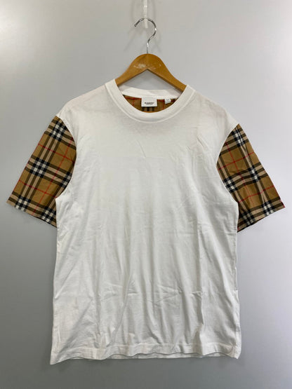 【中古品】【メンズ】 BURBERRY バーバリー ノバチェック 切替半袖Tシャツ トップス 141-250223-ks-34-min サイズ：S カラー：ホワイト 万代Net店