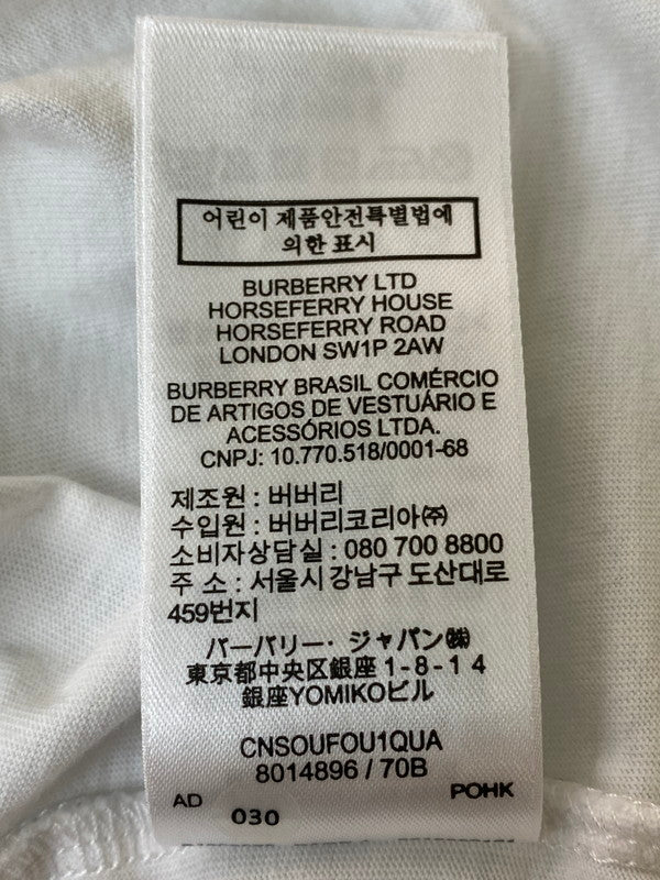 【中古品】【メンズ】 BURBERRY バーバリー ノバチェック 切替半袖Tシャツ トップス 141-250223-ks-34-min サイズ：S カラー：ホワイト 万代Net店