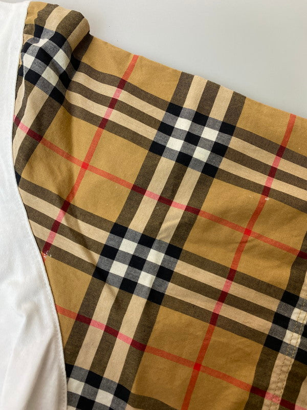 【中古品】【メンズ】 BURBERRY バーバリー ノバチェック 切替半袖Tシャツ トップス 141-250223-ks-34-min サイズ：S カラー：ホワイト 万代Net店