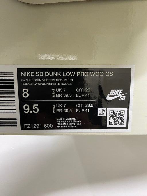 【中古美品】【メンズ】  NIKE ナイキ FZ1291-600 SB DUNK LOW PRO WOO QS 靴 シューズ スニーカー SNEAKERS 160-250226-ks-09-min サイズ：26cm カラー：GYM RED/UNIVERSITY RED-MULTI 万代Net店