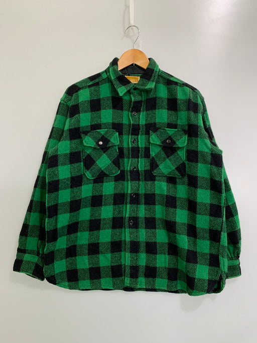 【中古品】【メンズ】  MONTGOMERY WARD モンゴメリーワード 60-70S WOOL CHECK SHIRT マチ付き ウールシャツ ロングスリーブ 146-250226-AS-40-min カラー：グリーン/ブラック 万代Net店