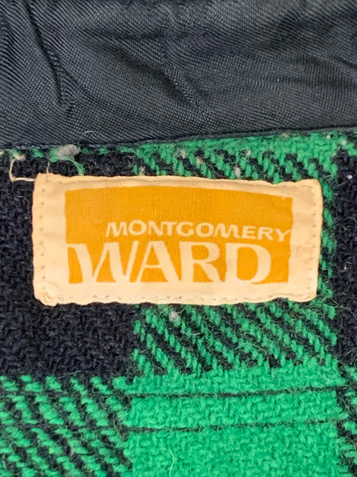 【中古品】【メンズ】  MONTGOMERY WARD モンゴメリーワード 60-70S WOOL CHECK SHIRT マチ付き ウールシャツ ロングスリーブ 146-250226-AS-40-min カラー：グリーン/ブラック 万代Net店