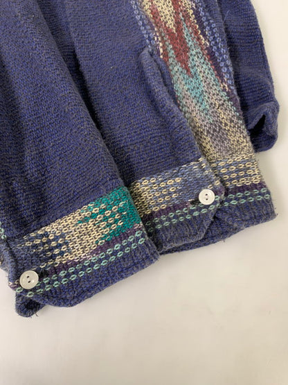 【中古品】【メンズ】 Needles ニードルス NATIVE PATTERN L S SHIRT ニットシャツ 140-250226-AS-34-min サイズ：M カラー：パープル系 万代Net店