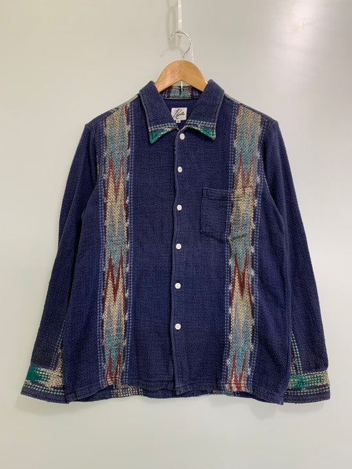 【中古品】【メンズ】 Needles ニードルス NATIVE PATTERN L S SHIRT ニットシャツ 140-250226-AS-34-min サイズ：M カラー：パープル系 万代Net店