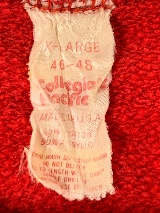 【中古品】【メンズ】 COLLEGIATE PACIFIC カレッジエイトパシフィック 70S IOWA STATE SWEATSHIRT スウェットシャツ 146-250227-ks-06-min サイズ：XL カラー：レッド 万代Net店