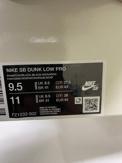 【中古美品】【メンズ】  NIKE ナイキ FZ1233-002 SB DUNK LOW PRO 靴 シューズ スニーカー SNEAKERS 160-250226-ks-10-min サイズ：27.5cm カラー：PHANTOM/BLACK‐BLACK‐MONARCH 万代Net店