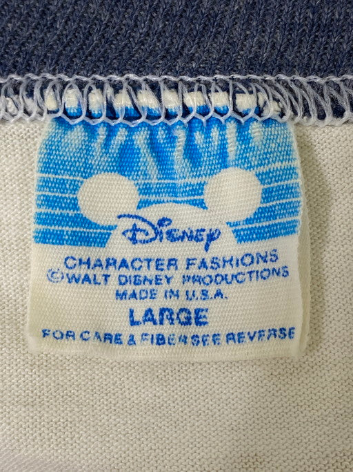 【現状渡し品】【メンズ】  DISNEY ディズニー 80'S RINGER TEE "MICKEY MOUSE " 半袖 ショートスリーブ 146-250225-AS-38-min サイズ：L カラー：ホワイト/ネイビー 万代Net店