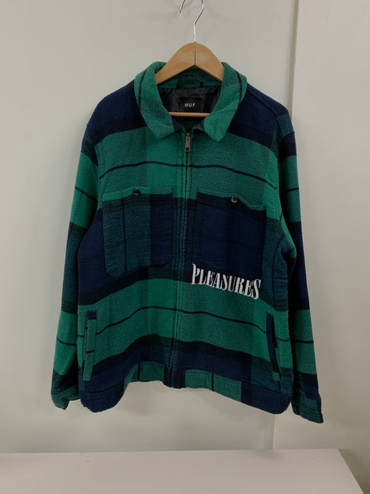 【中古品】【メンズ】 HUF ハフ DBC OMBRE ZIP SHIRT アウター 142-250303-AS-33-min サイズ：XL カラー：グリーン/ネイビー 万代Net店