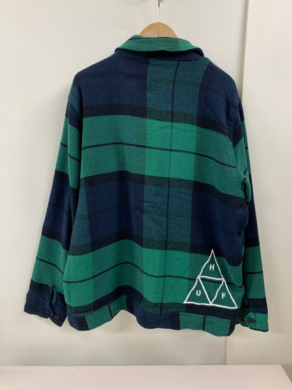 【中古品】【メンズ】 HUF ハフ DBC OMBRE ZIP SHIRT アウター 142-250303-AS-33-min サイズ：XL カラー：グリーン/ネイビー 万代Net店