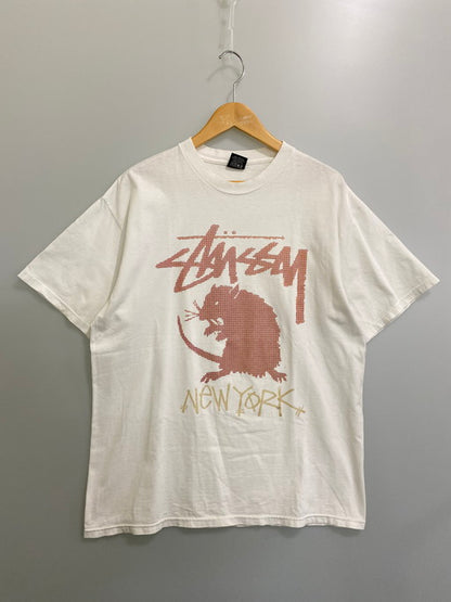 【中古品】【メンズ】 STUSSY ステューシー 00S ”NEWYORK RAT"TEE 半袖 ショートスリーブ 142-250225-AS-52-min サイズ：L カラー：ホワイト 万代Net店