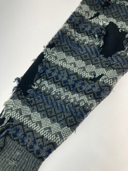 【中古品】【メンズ】 BALENCIAGA バレンシアガ 21AW 663872 T1609 ロゴ刺繍 デストロイ クルー 141-250227-ks-16-min サイズ：M カラー：グレー系 万代Net店