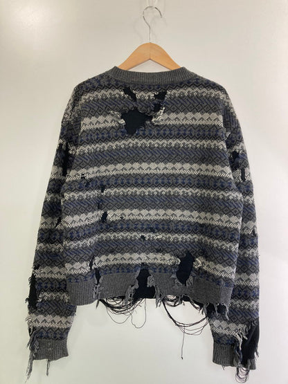 【中古品】【メンズ】 BALENCIAGA バレンシアガ 21AW 663872 T1609 ロゴ刺繍 デストロイ クルー 141-250227-ks-16-min サイズ：M カラー：グレー系 万代Net店