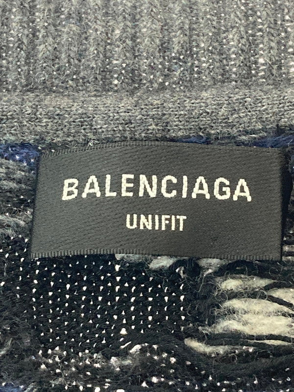 【中古品】【メンズ】 BALENCIAGA バレンシアガ 21AW 663872 T1609 ロゴ刺繍 デストロイ クルー 141-250227-ks-16-min サイズ：M カラー：グレー系 万代Net店