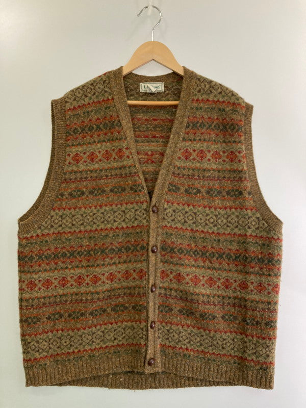 【中古品】【メンズ】 L.L.Bean エルエルビーン 80S WOOL VEST ウールベスト 146-250301-ks-42-min サイズ：XL カラー：ブラウン系 万代Net店