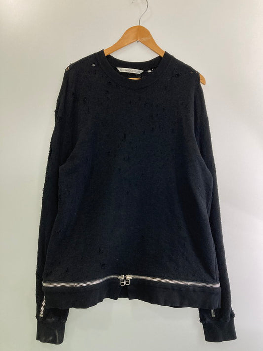 【中古品】【メンズ】 JOHN LAWRENCE SULLIVAN ジョンローレンスサリバン 5A002-0420-30 20SS DAMAGE SWEATSHIRT スウェットシャツ トップス 141-250227-ks-17-min サイズ：M カラー：ブラック 万代Net店