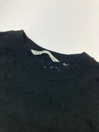 【中古品】【メンズ】 JOHN LAWRENCE SULLIVAN ジョンローレンスサリバン 5A002-0420-30 20SS DAMAGE SWEATSHIRT スウェットシャツ トップス 141-250227-ks-17-min サイズ：M カラー：ブラック 万代Net店