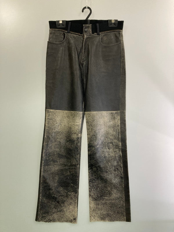 【現状渡し品】【メンズ】  JEAN PAUL GAULTIER HOMME ジャンポールゴルチエオム SHEEP SKIN LEATHER PANT レザーパンツ 157-250227-ks-25-min サイズ：48 カラー：ブラック系 万代Net店