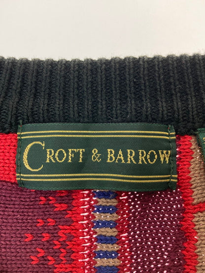 【中古品】【メンズ】  CROFT ＆ BARROW クロフトアンドバロー 90S 3D LS COTTON KNIT コットンニット 146-250301-ks-43-min サイズ：XL カラー：マルチカラー 万代Net店