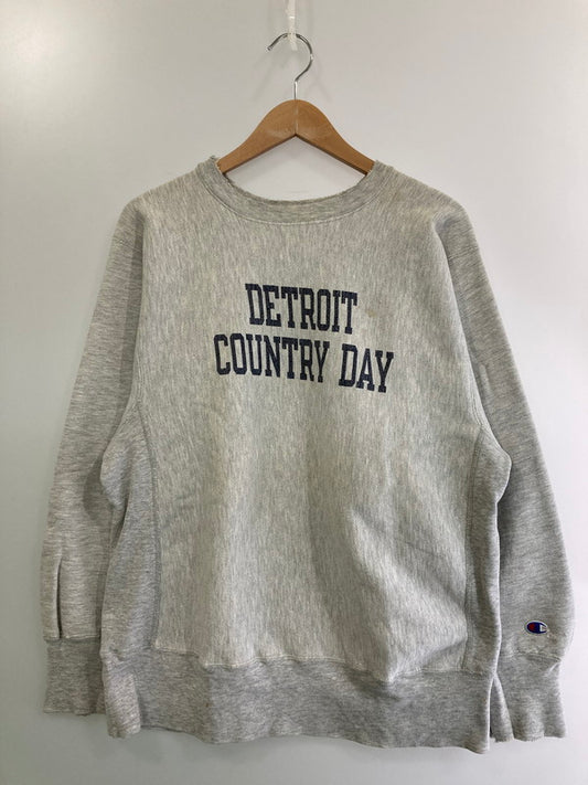 【現状渡し品】【メンズ】 Champion チャンピオン 80'S REVERSE WEAVE SWEATSHIRT "DETROIT COUNTRY DAY" スウェット トレーナー 146-250304-AS-32-min サイズ：L カラー：グレー 万代Net店