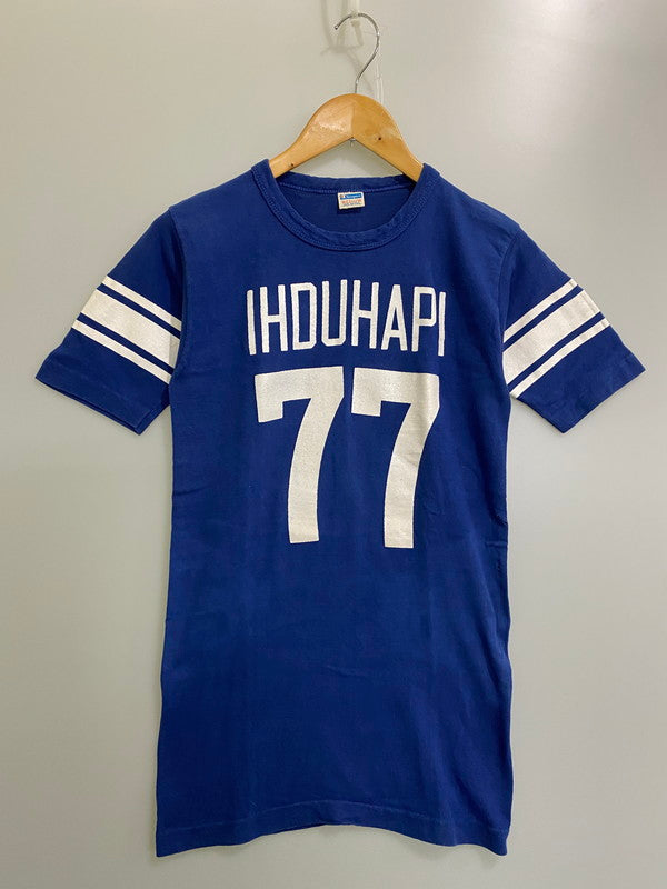 【中古品】【メンズ】 Champion チャンピオン 70'S FOOTBALL TEE "IHDUHAP 77" ショートスリーブ 146-250303-AS-27-min サイズ：M カラー：ブルー 万代Net店