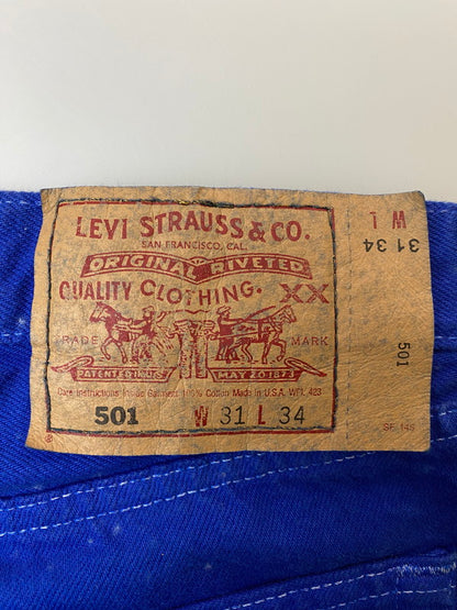 【中古品】【メンズ】 501 COLOR PANTS 501-0651 カラーパンツ 米国製 95年11月製造 552刻印 ボトムス 157-250312-yn-24-min サイズ：W31 L34 カラー：ブルー 万代Net店