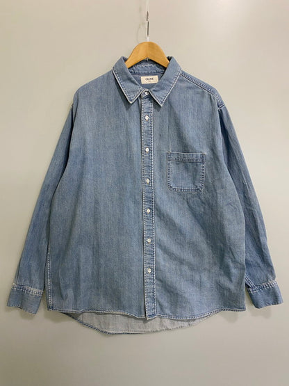 【中古品】【メンズ】 CELINE セリーヌ 255U 2T30 D7VS LS DENIM SHIRT ロングスリーブ デニムシャツ 141-250303-AS-21-min サイズ：XL カラー：ライトインディゴ 万代Net店