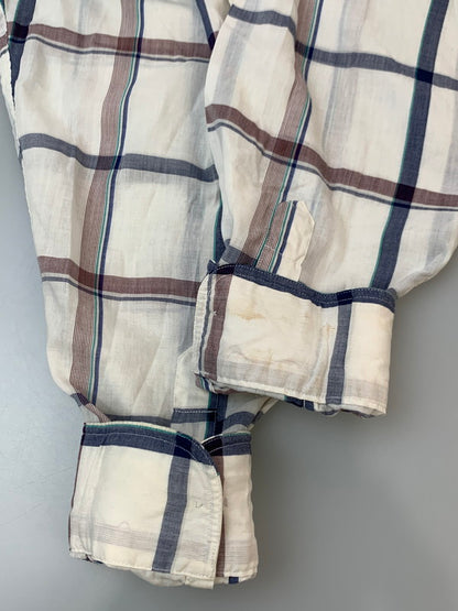 【中古品】【メンズ】 CHRISTIAN DIOR クリスチャンディオール LS SHIRT ロングスリーブシャツ チェックシャツ 長袖シャツ 146-260611-kt-01-min サイズ：L カラー：ホワイト系 万代Net店