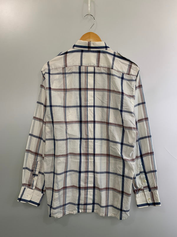 【中古品】【メンズ】 CHRISTIAN DIOR クリスチャンディオール LS SHIRT ロングスリーブシャツ チェックシャツ 長袖シャツ 146-260611-kt-01-min サイズ：L カラー：ホワイト系 万代Net店