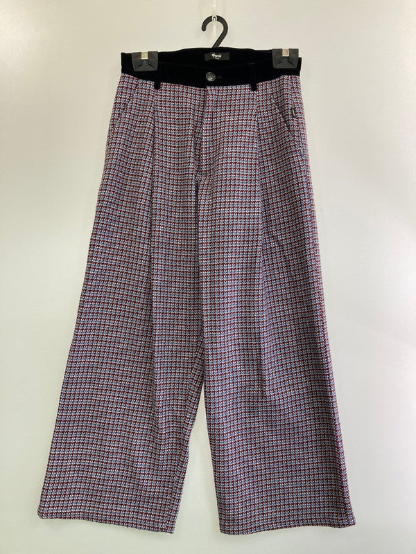 【中古品】【メンズ】 GRAMB CHECK PANTS グラム ウール混 チェックパンツ ボトムス 153-250318-yn-13-min サイズ：M カラー：ボルドー/ライトブルー 万代Net店