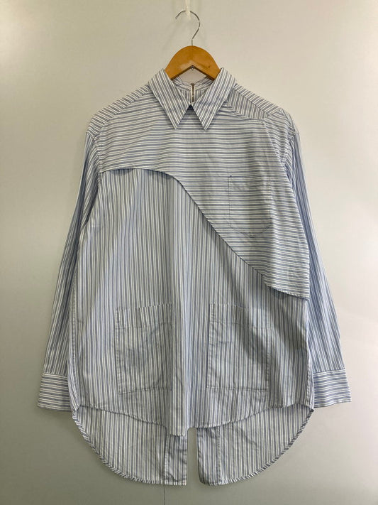 【中古品】【メンズ】 YUKI HASHIMOTO ユウキ ハシモト BACK ZIPPED SHIRTS 211-01-0101 ストライプ バック ジップ シャツ メンズ トップス コットン 140-250316-em-01-min サイズ：44 カラー：ホワイト/ブルー(ストライプ） 万代Net店