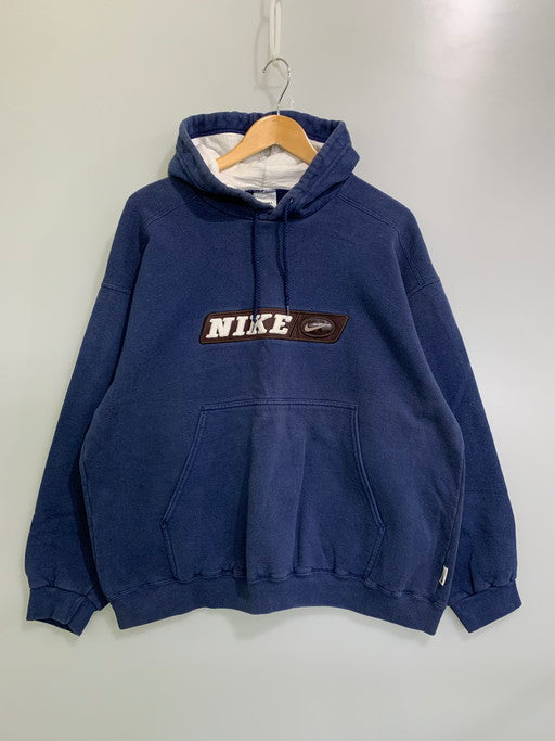 【中古品】【メンズ】 NIKE ナイキ 90S CENTER BIG LOGO HOODIE センター ビッグ ロゴ フーディ トップス パーカー 146-250313-jt-05-min サイズ：L カラー：ネイビー 万代Net店