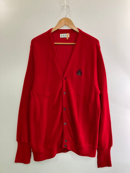 【中古品】【メンズ】 IZOD アイゾッド 90S USA製 LS CARDIGAN 長袖 カーディガン メンズ 90年代 アメリカ製 ワンポイントロゴ 146-250316-em-16-min サイズ：L カラー：レッド 万代Net店