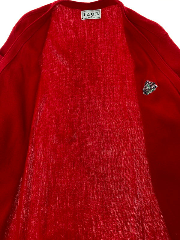 【中古品】【メンズ】 IZOD アイゾッド 90S USA製 LS CARDIGAN 長袖 カーディガン メンズ 90年代 アメリカ製 ワンポイントロゴ 146-250316-em-16-min サイズ：L カラー：レッド 万代Net店