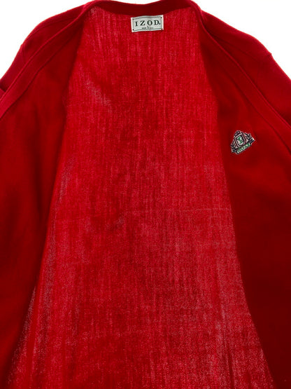 【中古品】【メンズ】 IZOD アイゾッド 90S USA製 LS CARDIGAN 長袖 カーディガン メンズ 90年代 アメリカ製 ワンポイントロゴ 146-250316-em-16-min サイズ：L カラー：レッド 万代Net店
