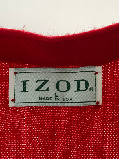 【中古品】【メンズ】 IZOD アイゾッド 90S USA製 LS CARDIGAN 長袖 カーディガン メンズ 90年代 アメリカ製 ワンポイントロゴ 146-250316-em-16-min サイズ：L カラー：レッド 万代Net店
