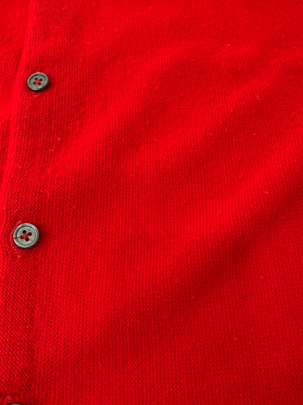 【中古品】【メンズ】 IZOD アイゾッド 90S USA製 LS CARDIGAN 長袖 カーディガン メンズ 90年代 アメリカ製 ワンポイントロゴ 146-250316-em-16-min サイズ：L カラー：レッド 万代Net店
