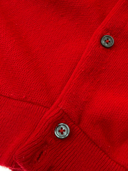 【中古品】【メンズ】 IZOD アイゾッド 90S USA製 LS CARDIGAN 長袖 カーディガン メンズ 90年代 アメリカ製 ワンポイントロゴ 146-250316-em-16-min サイズ：L カラー：レッド 万代Net店